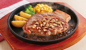 ジョイフル_肉旨！厚切り豚肩ロースステーキにんにく醤油_画像